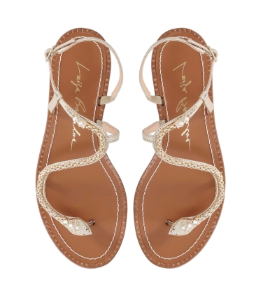 SANDÁLIA RASTEIRA SERPENTE LUIZA BARCELOS DOURADO