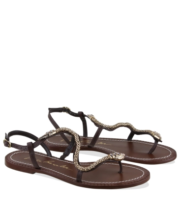 SANDÁLIA RASTEIRA SERPENTE LUIZA BARCELOS MARROM