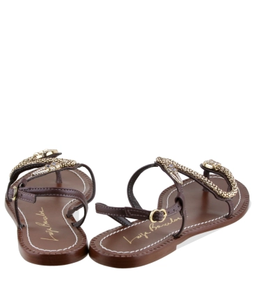 SANDÁLIA RASTEIRA SERPENTE LUIZA BARCELOS MARROM