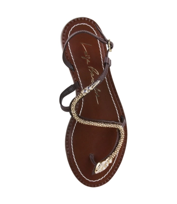 SANDÁLIA RASTEIRA SERPENTE LUIZA BARCELOS MARROM