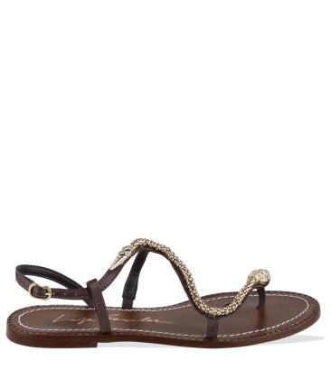 SANDÁLIA RASTEIRA SERPENTE LUIZA BARCELOS MARROM