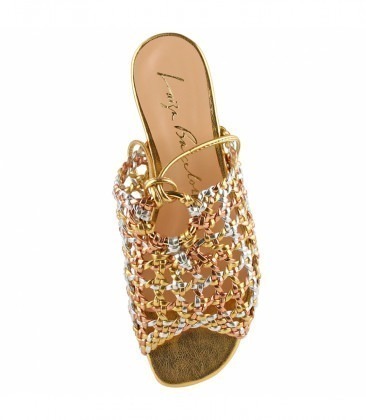 SANDÁLIA RASTEIRA TRESSÊ LUIZA BARCELOS OURO/PRATA/COBRE | Acquarela Shop