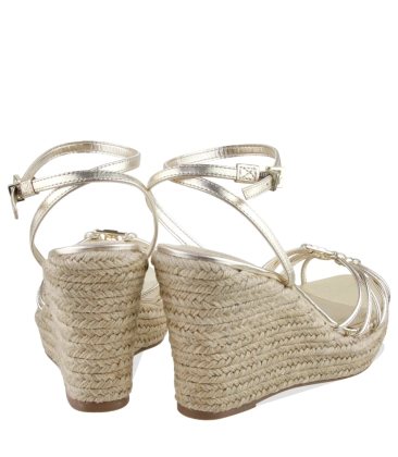 SANDÁLIA SALTO ALTO ANABELA KATE WEDGE SCHUTZ DOURADO