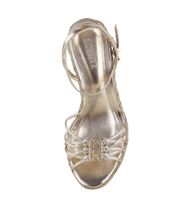 SANDÁLIA SALTO ALTO ANABELA KATE WEDGE SCHUTZ DOURADO