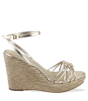 SANDÁLIA SALTO ALTO ANABELA KATE WEDGE SCHUTZ DOURADO