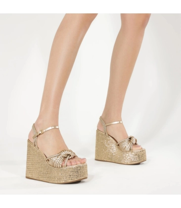 SANDÁLIA SALTO ALTO ANABELA SCHUTZ DOURADO