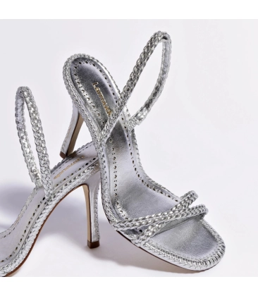 SANDÁLIA SALTO ALTO ANNIE LARROUDÉ PRATA