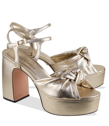 SANDÁLIA SALTO ALTO FRIDA PAULA TORRES DOURADO