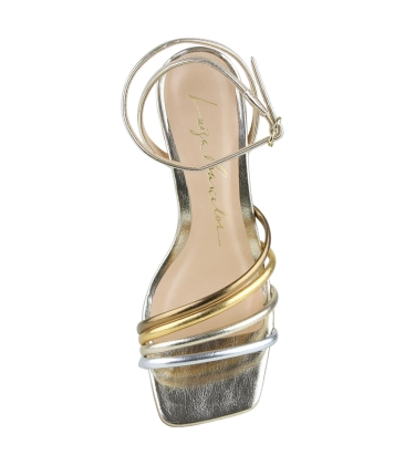 SANDÁLIA SALTO ALTO LUIZA BARCELOS DOURADO