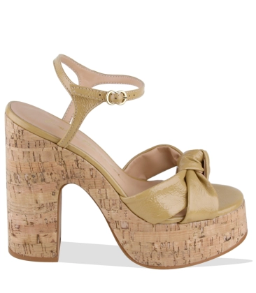 SANDÁLIA SALTO ALTO MEIA PATA LUIZA BARCELOS BEGE