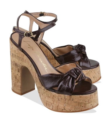 SANDÁLIA SALTO ALTO MEIA PATA LUIZA BARCELOS MARROM