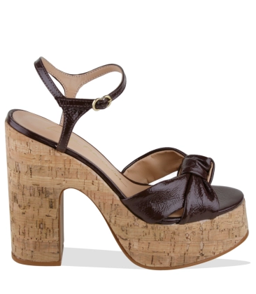 SANDÁLIA SALTO ALTO MEIA PATA LUIZA BARCELOS MARROM