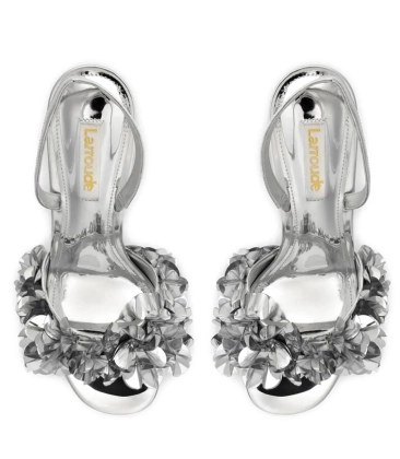 SANDÁLIA SALTO ALTO MORGAN LARROUDÉ PRATA