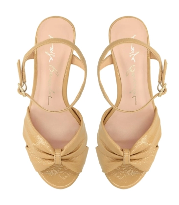 SANDÁLIA SALTO ALTO PLATAFORMA LUIZA BARCELOS BEGE