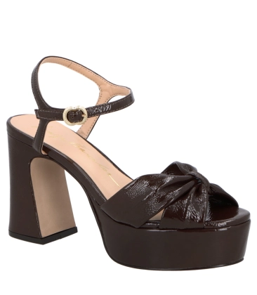 SANDÁLIA SALTO ALTO PLATAFORMA LUIZA BARCELOS MARROM