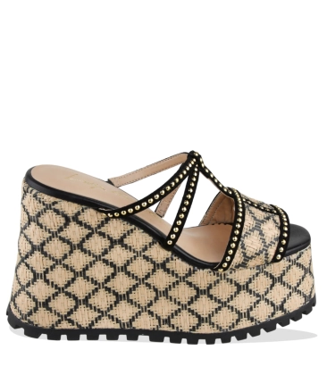 SANDÁLIA SALTO ALTO PLATAFORMA LUIZA BARCELOS PRETO