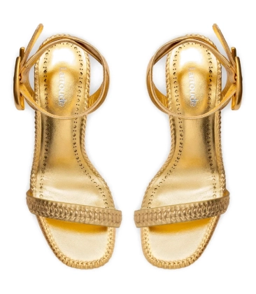 SANDÁLIA SALTO ALTO VERONA LARROUDÉ DOURADO