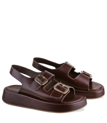 SANDÁLIA SALTO BAIXO FLATFORM BENTANA MARROM