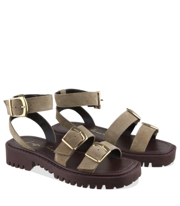 SANDÁLIA SALTO BAIXO TRATORADA LUIZA BARCELOS BEGE