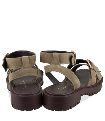 SANDÁLIA SALTO BAIXO TRATORADA LUIZA BARCELOS BEGE