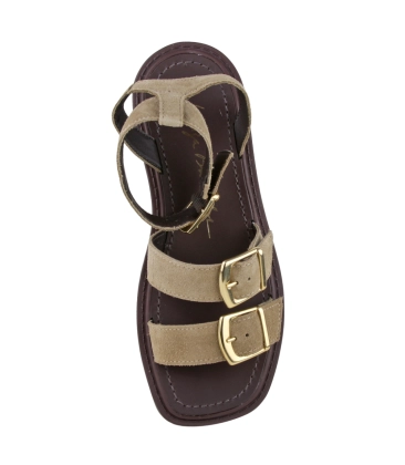 SANDÁLIA SALTO BAIXO TRATORADA LUIZA BARCELOS BEGE