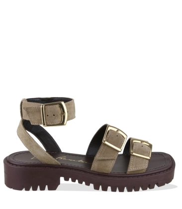 SANDÁLIA SALTO BAIXO TRATORADA LUIZA BARCELOS BEGE