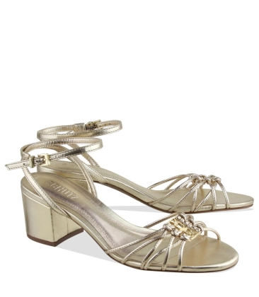 SANDÁLIA SALTO BLOCO MÉDIO KATE SCHUTZ DOURADO