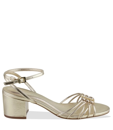 SANDÁLIA SALTO BLOCO MÉDIO KATE SCHUTZ DOURADO