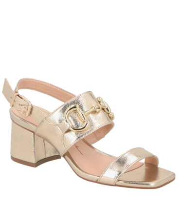 SANDÁLIA SALTO BLOCO MÉDIO LUIZA BARCELOS DOURADO