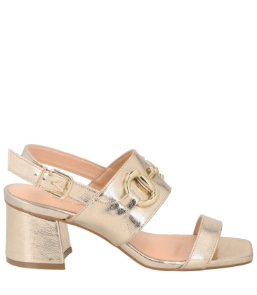 SANDÁLIA SALTO BLOCO MÉDIO LUIZA BARCELOS DOURADO