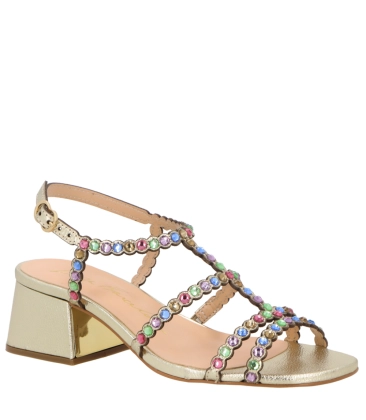 SANDÁLIA SALTO BLOCO MÉDIO LUIZA BARCELOS DOURADO