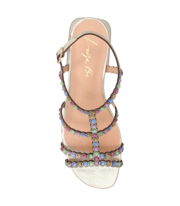 SANDÁLIA SALTO BLOCO MÉDIO LUIZA BARCELOS DOURADO