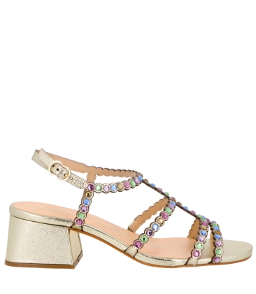 SANDÁLIA SALTO BLOCO MÉDIO LUIZA BARCELOS DOURADO