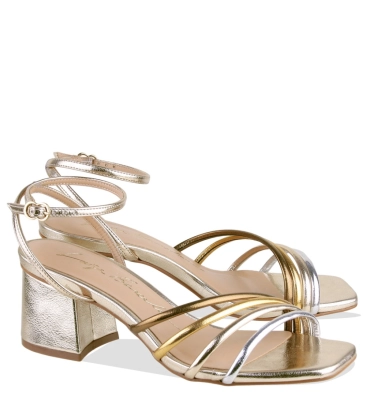 SANDÁLIA SALTO BLOCO MÉDIO LUIZA BARCELOS DOURADO