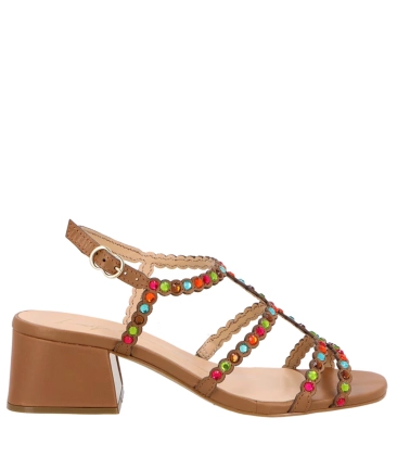 SANDÁLIA SALTO BLOCO MÉDIO LUIZA BARCELOS MARROM