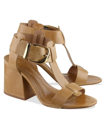 SANDÁLIA SALTO BLOCO MÉDIO SCHUTZ BEGE