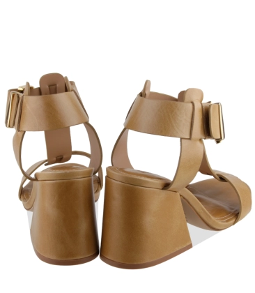 SANDÁLIA SALTO BLOCO MÉDIO SCHUTZ BEGE