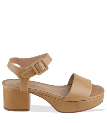 SANDÁLIA SALTO BLOCO MÉDIO STEFFI SCHUTZ BEGE