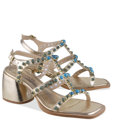 SANDÁLIA SALTO MÉDIO BENTANA DOURADO