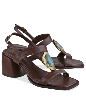 SANDÁLIA SALTO MÉDIO BENTANA MARROM