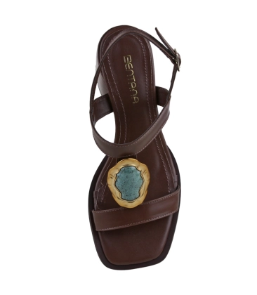SANDÁLIA SALTO MÉDIO BENTANA MARROM