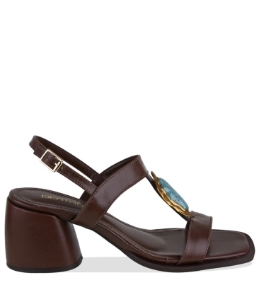SANDÁLIA SALTO MÉDIO BENTANA MARROM