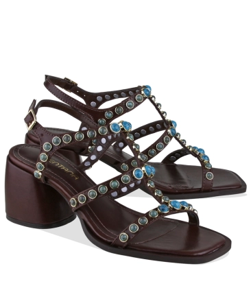 SANDÁLIA SALTO MÉDIO BENTANA MARROM