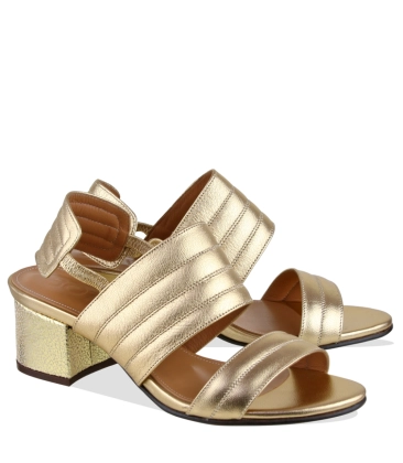 SANDÁLIA SALTO MÉDIO LAURA BOTTI DOURADO