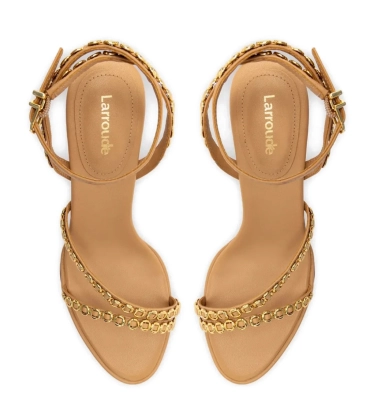 SANDÁLIA SALTO MÉDIO MILANINA MINI LARROUDÉ BEGE