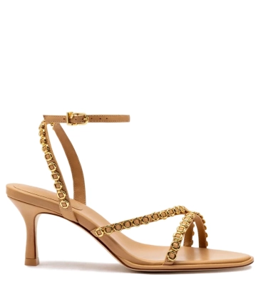 SANDÁLIA SALTO MÉDIO MILANINA MINI LARROUDÉ BEGE