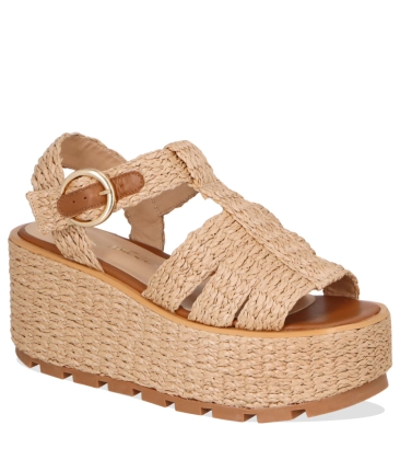 SANDÁLIA SALTO MÉDIO PLATAFORMA LUIZA BARCELOS BEGE