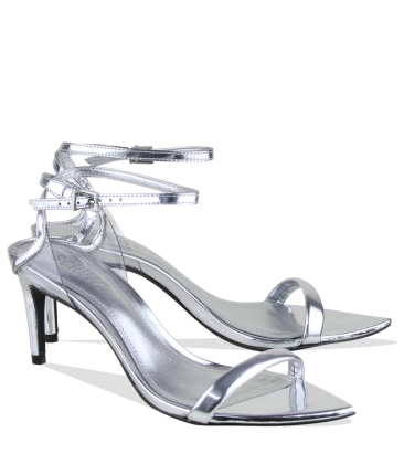 SANDÁLIA SALTO MÉDIO SKYE LEAF SCHUTZ PRATA