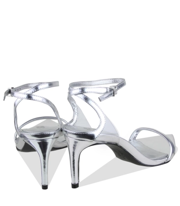 SANDÁLIA SALTO MÉDIO SKYE LEAF SCHUTZ PRATA