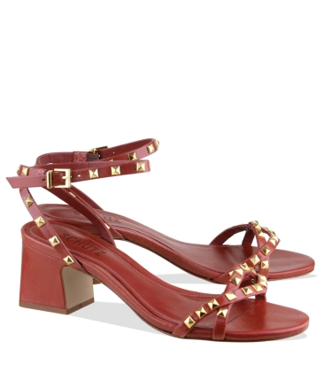 SANDÁLIA SALTO MÉDIO STUDS SCHUTZ MARROM